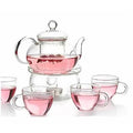 6-Piece Glass Teapot Set with Cups, Warmer & Infuser