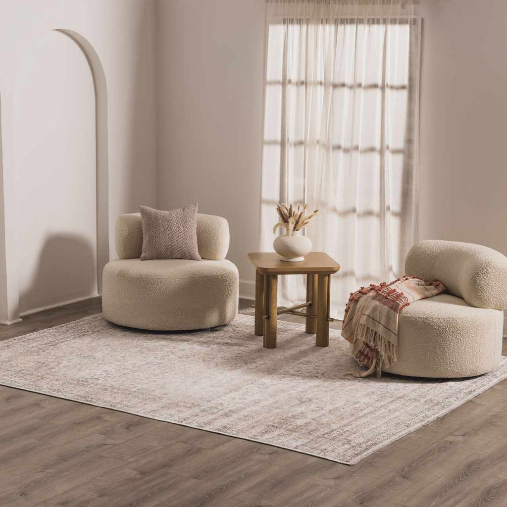 Cream Washable Area Rug