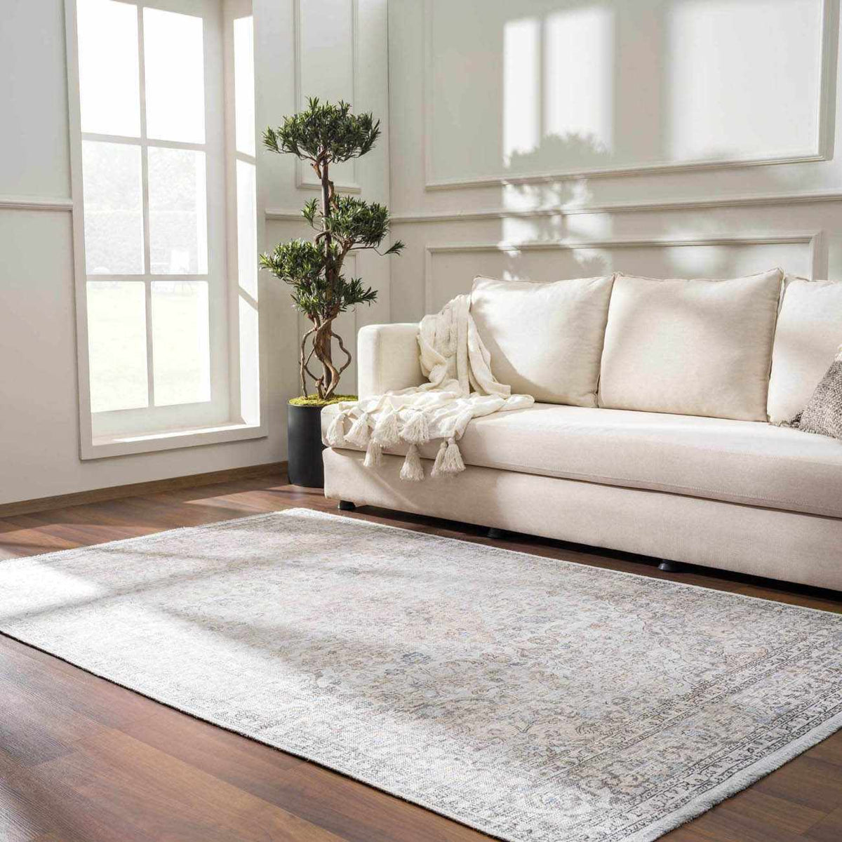 Cream Washable Area Rug