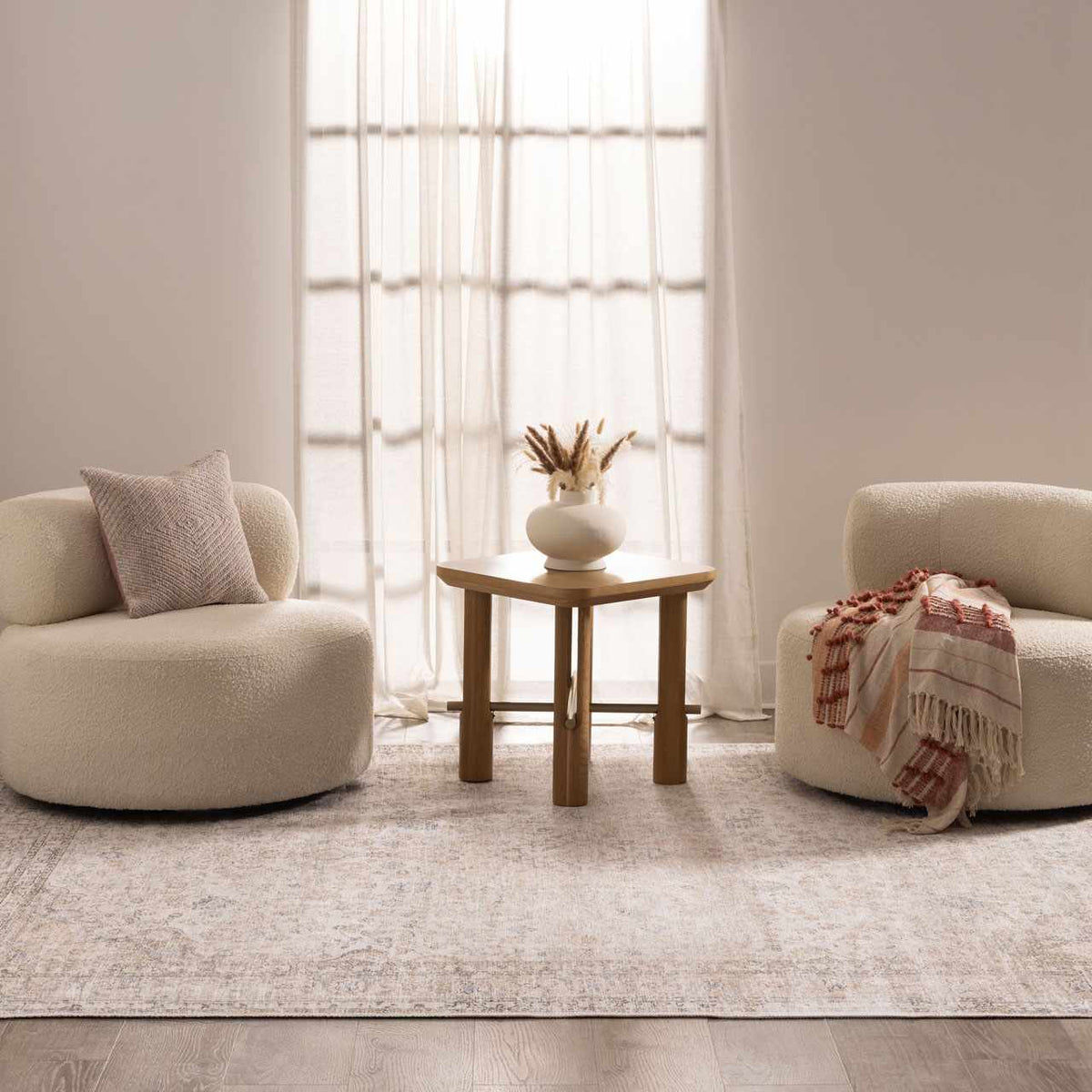 Cream Washable Area Rug