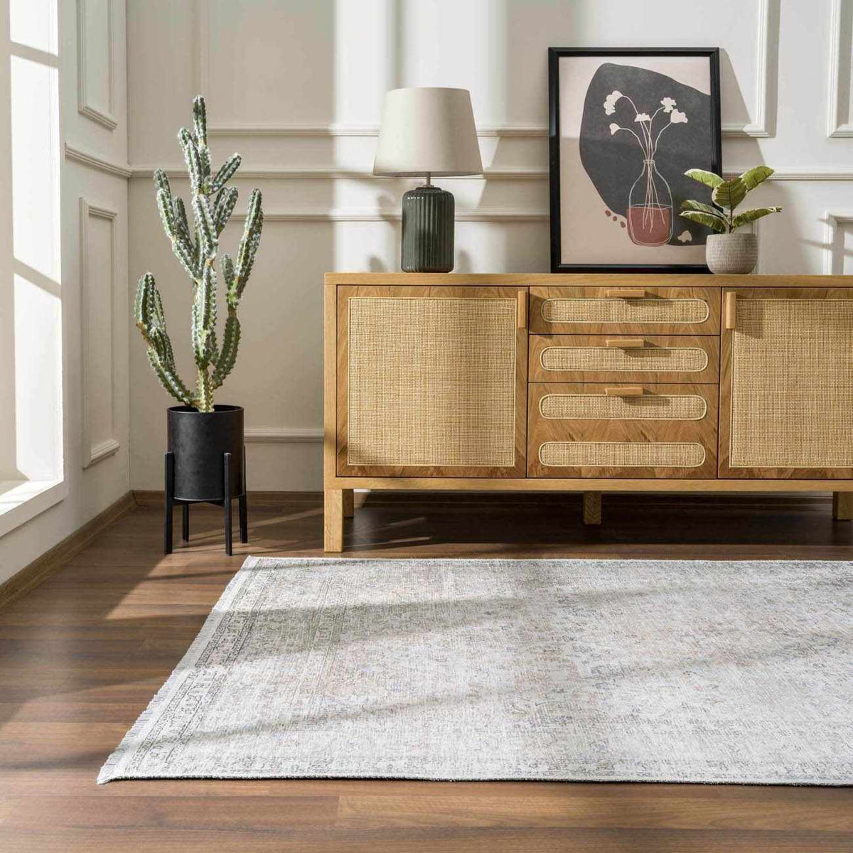 Cream Washable Area Rug