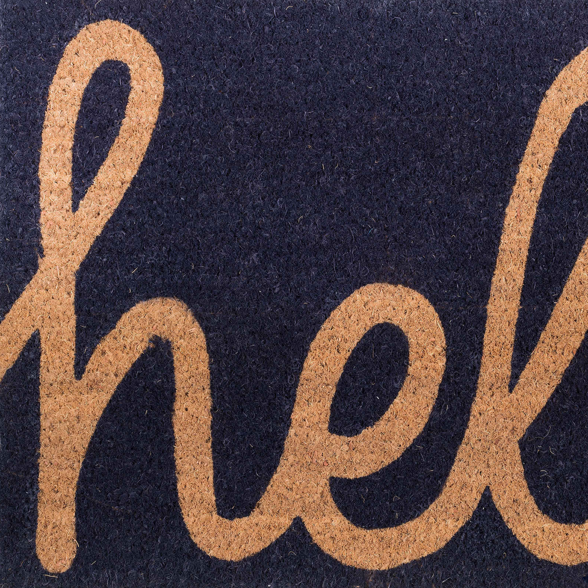 Fab Habitat Cursive Hello Dark Blue Coir Doormat