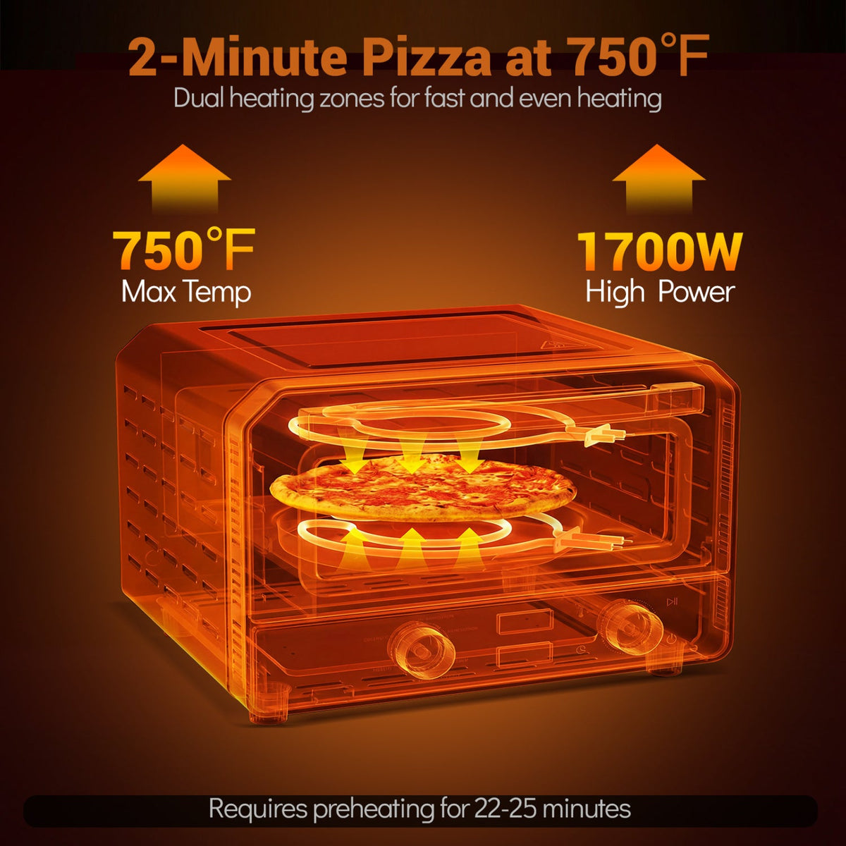 12-Inch Indoor Electric Countertop Pizza Oven