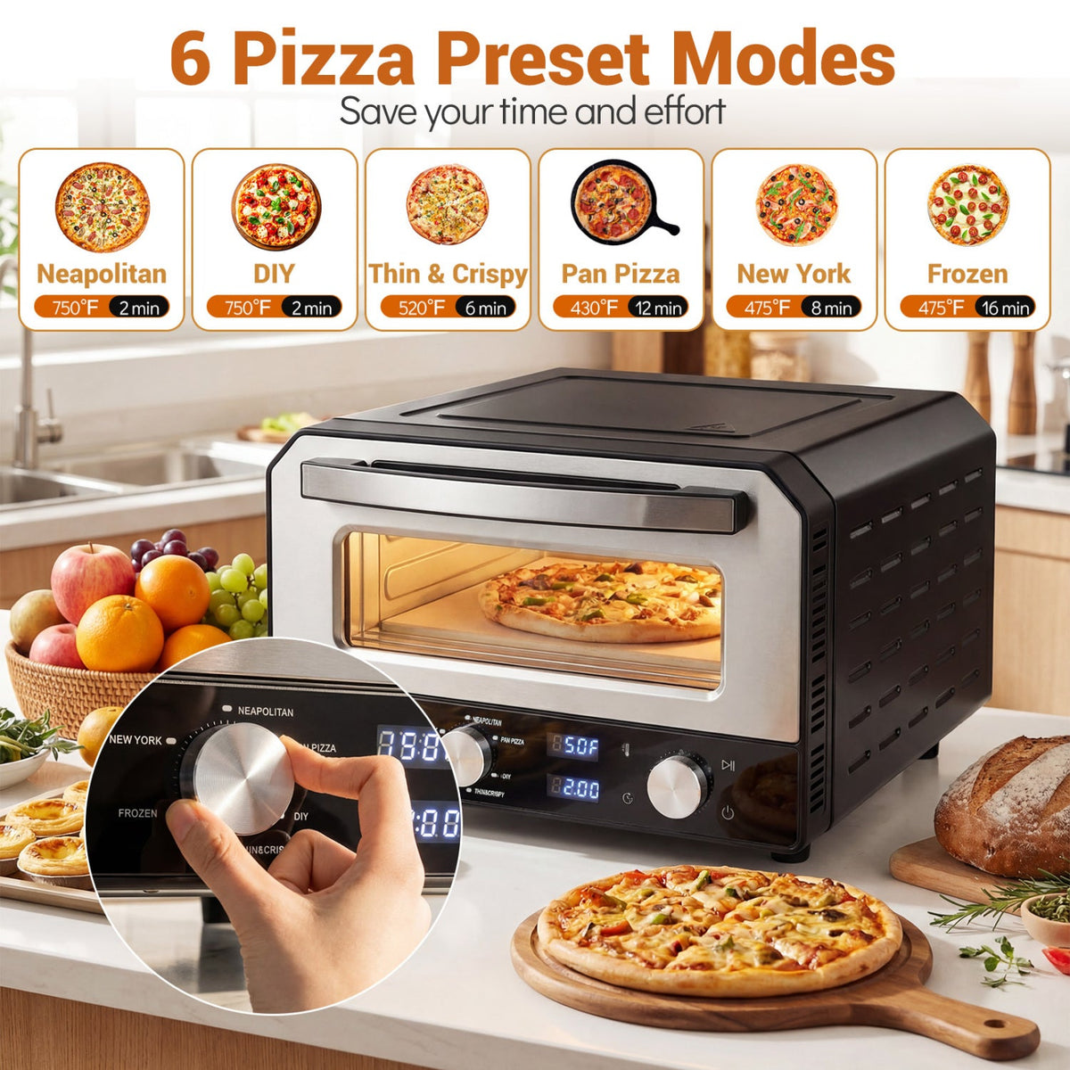 12-Inch Indoor Electric Countertop Pizza Oven