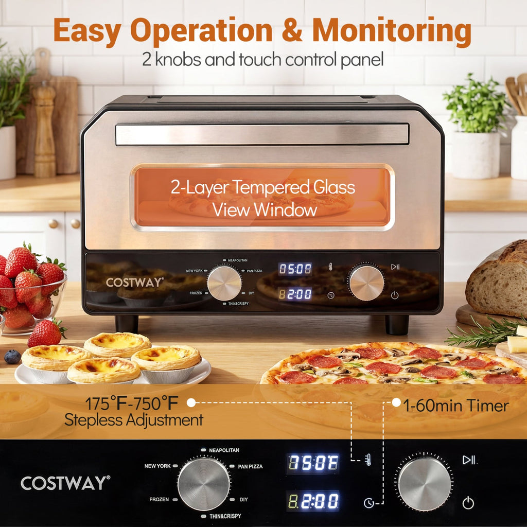 12-Inch Indoor Electric Countertop Pizza Oven