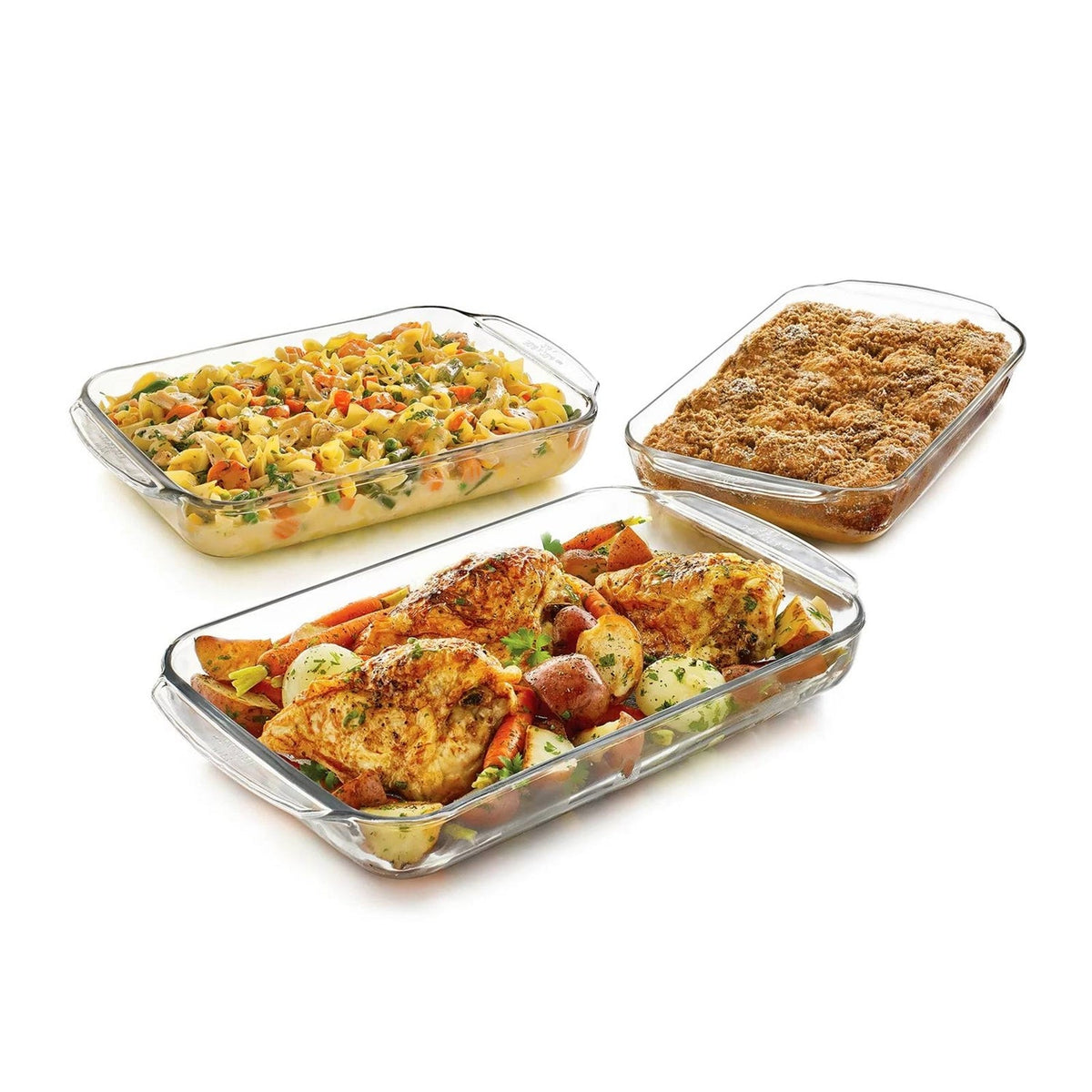3-Piece Oven-Safe Glass Casserole Dish Set