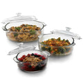 6-Piece Round Glass Casserole Bakeware Set with Lids