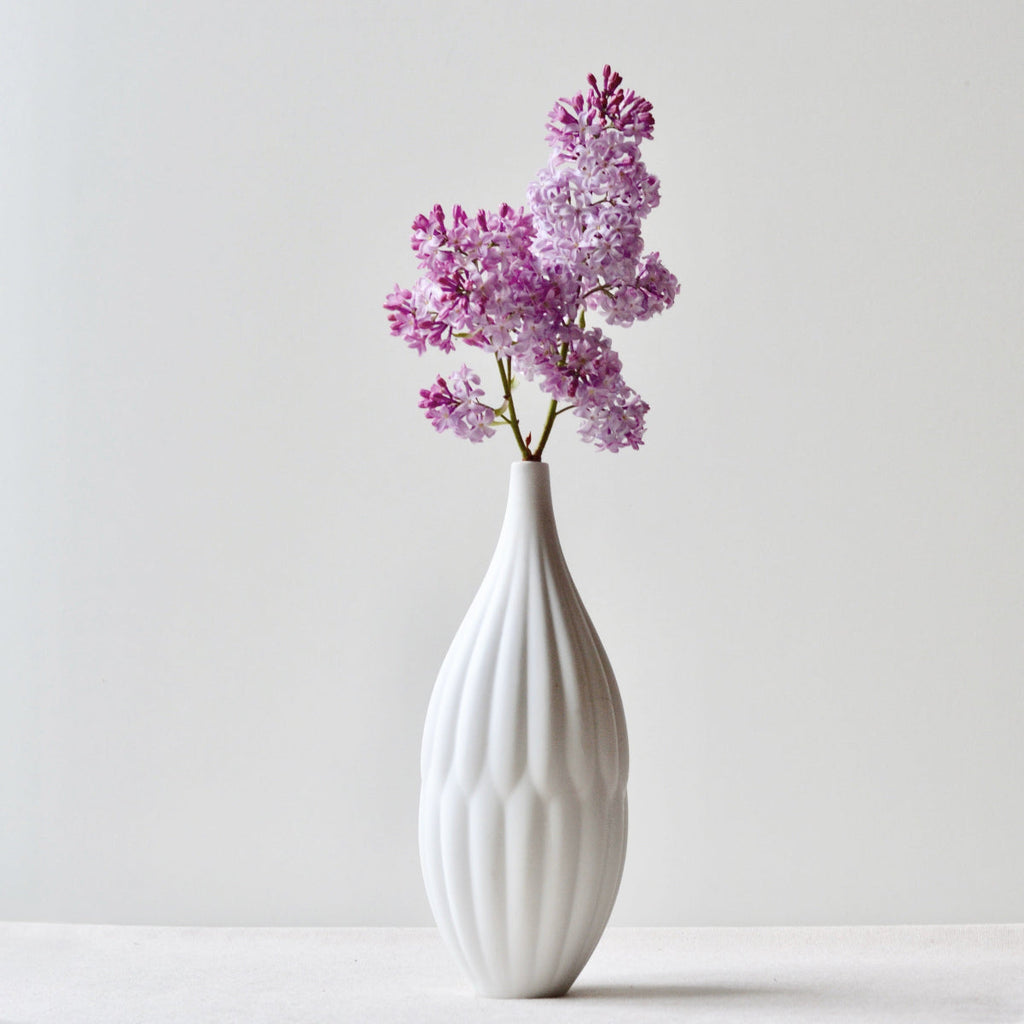 Textured White Porcelain Vase Set of 3