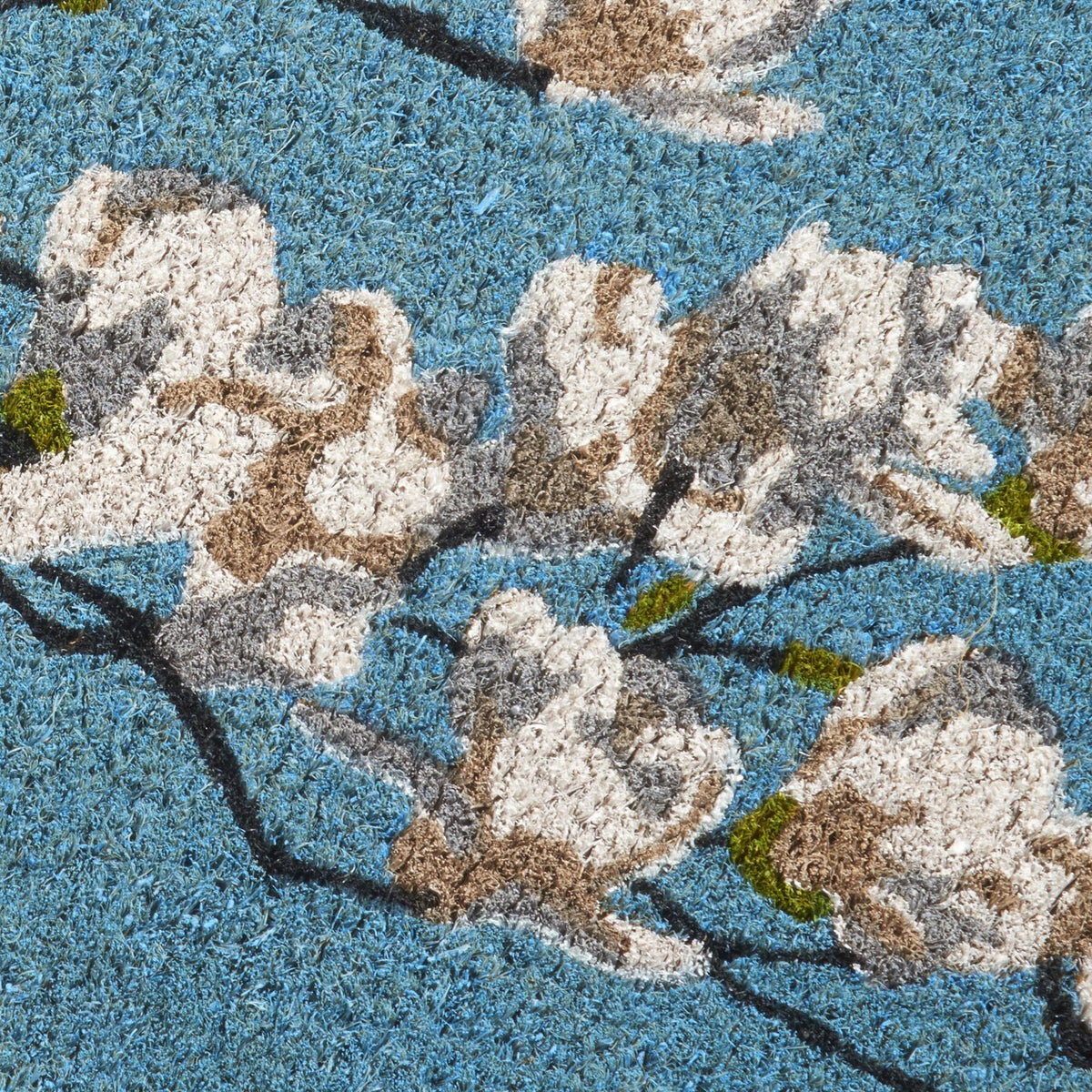 Fab Habitat Magnolia Branch Blue Coir Doormat
