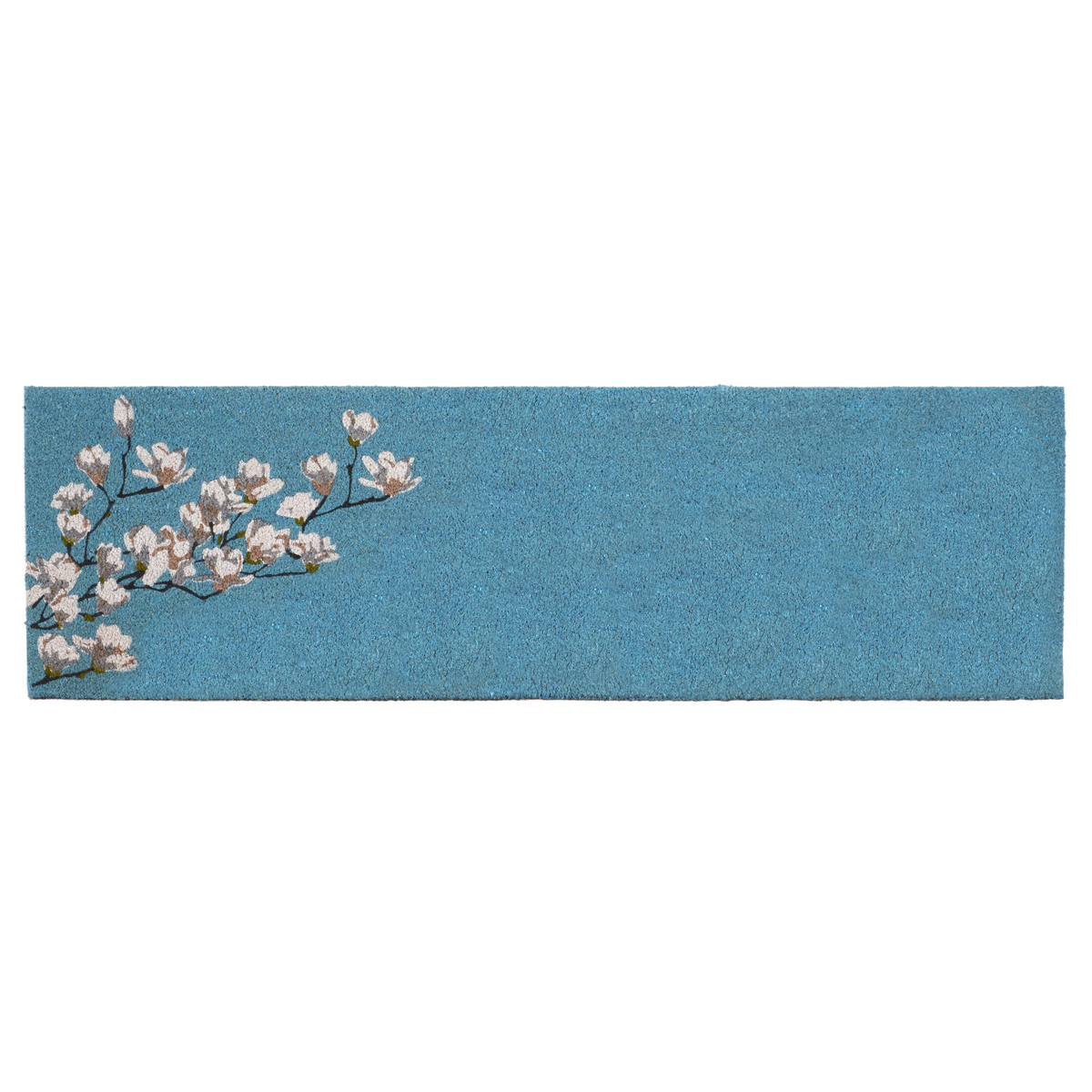Fab Habitat Magnolia Branch Blue Coir Doormat