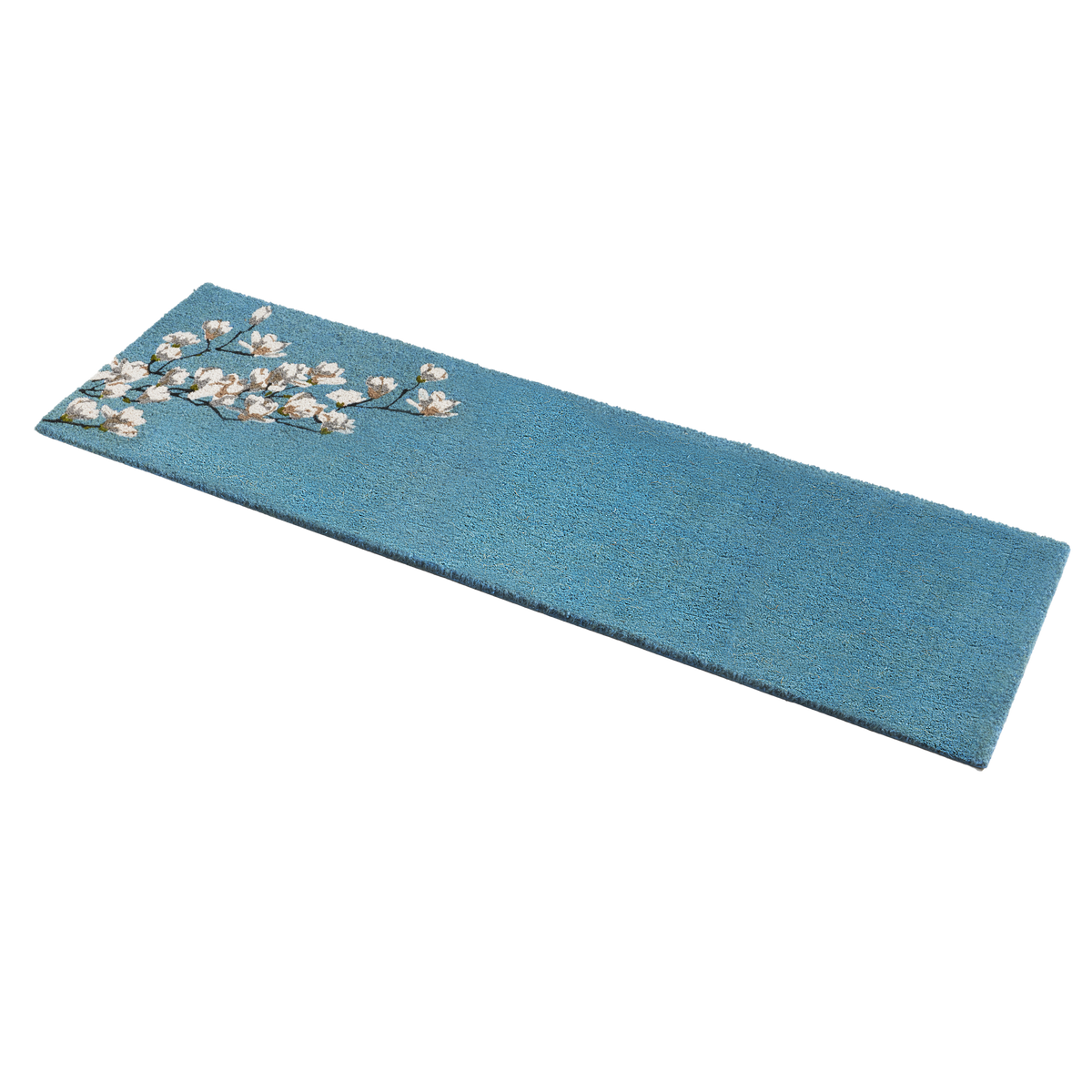 Fab Habitat Magnolia Branch Blue Coir Doormat