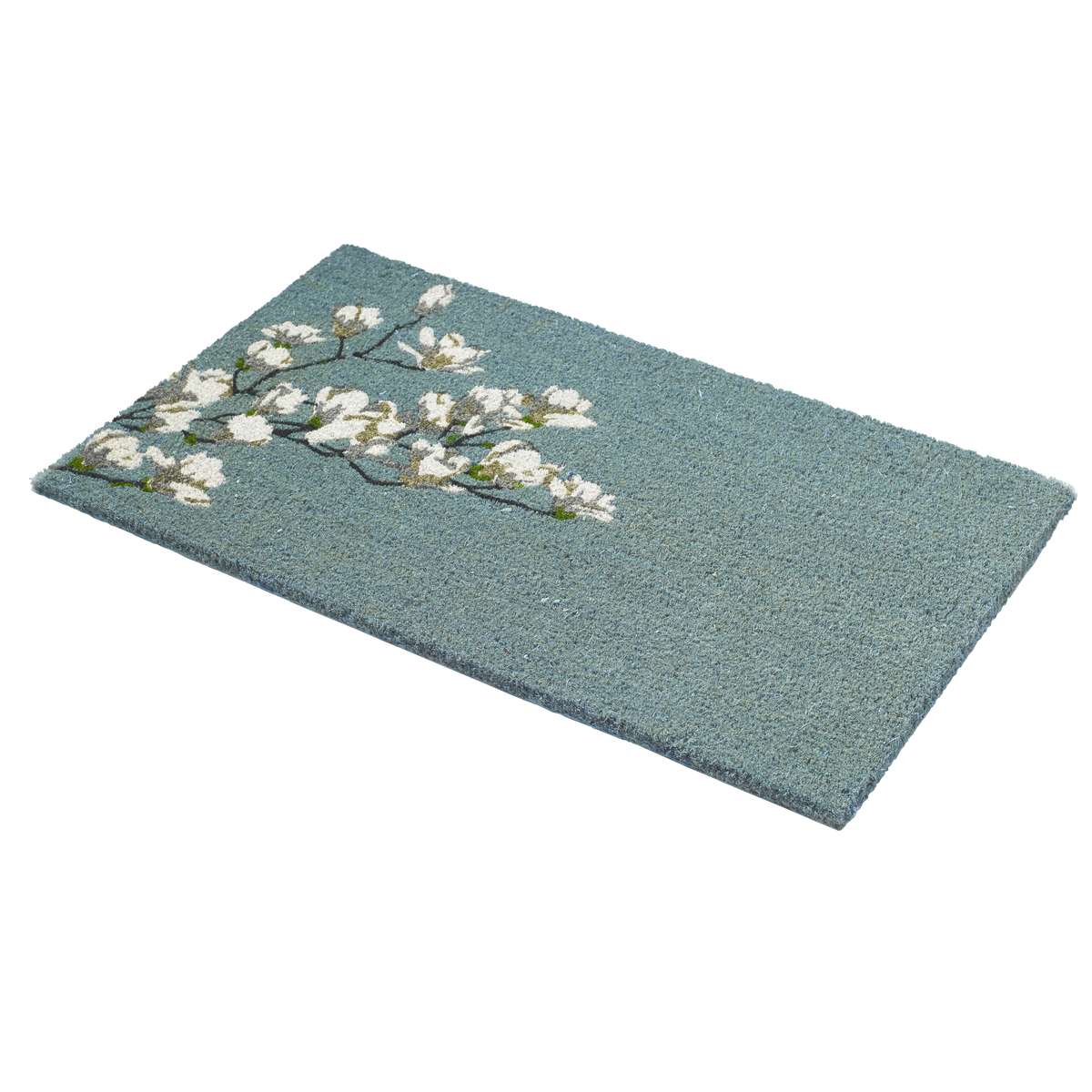 Fab Habitat Magnolia Branch Blue Coir Doormat