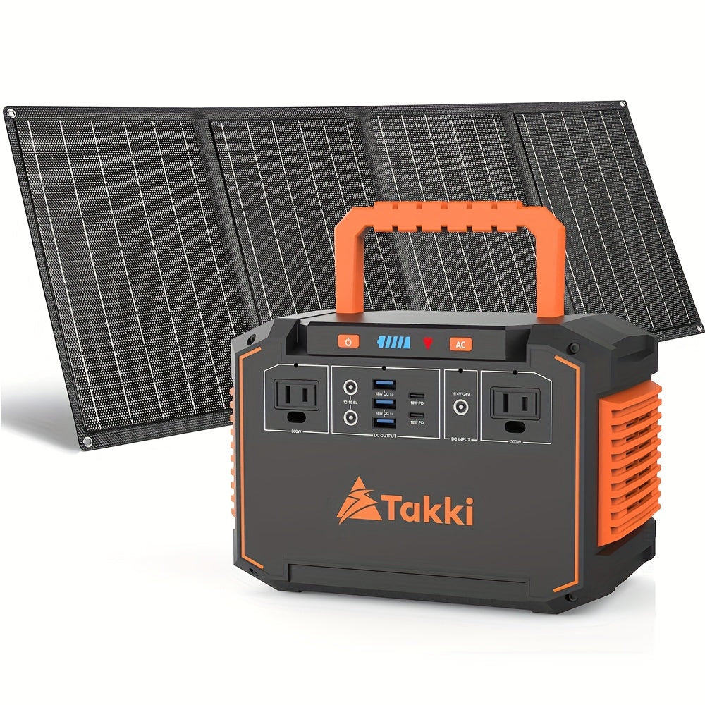 300W Portable Power Station with Foldable Solar Panel