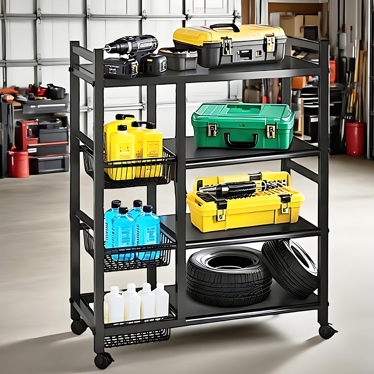 4-Tier Rolling Storage Rack