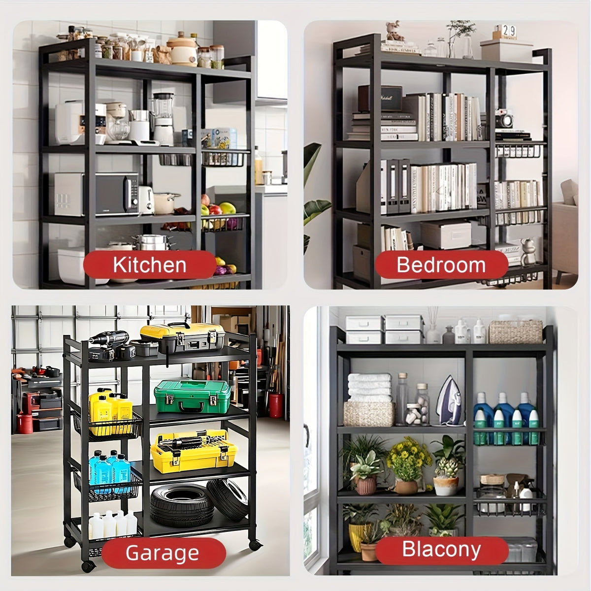 4-Tier Rolling Storage Rack