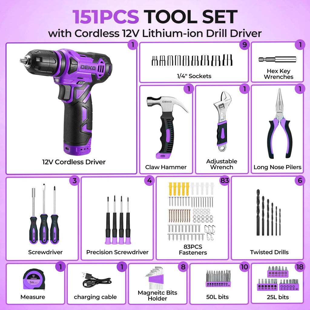 119-Piece Cordless Drill & Home Repair Tool Set