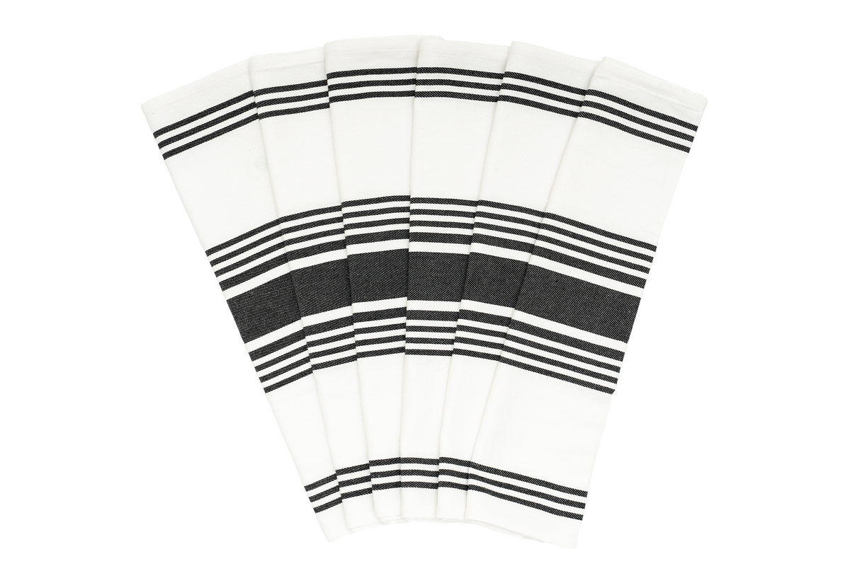 Organic Cotton Striped Kitchen Towels – Set of 6
