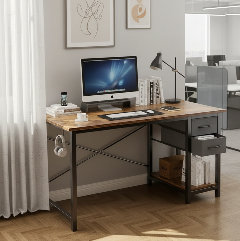 Modern Computer Desk with Storage Drawers