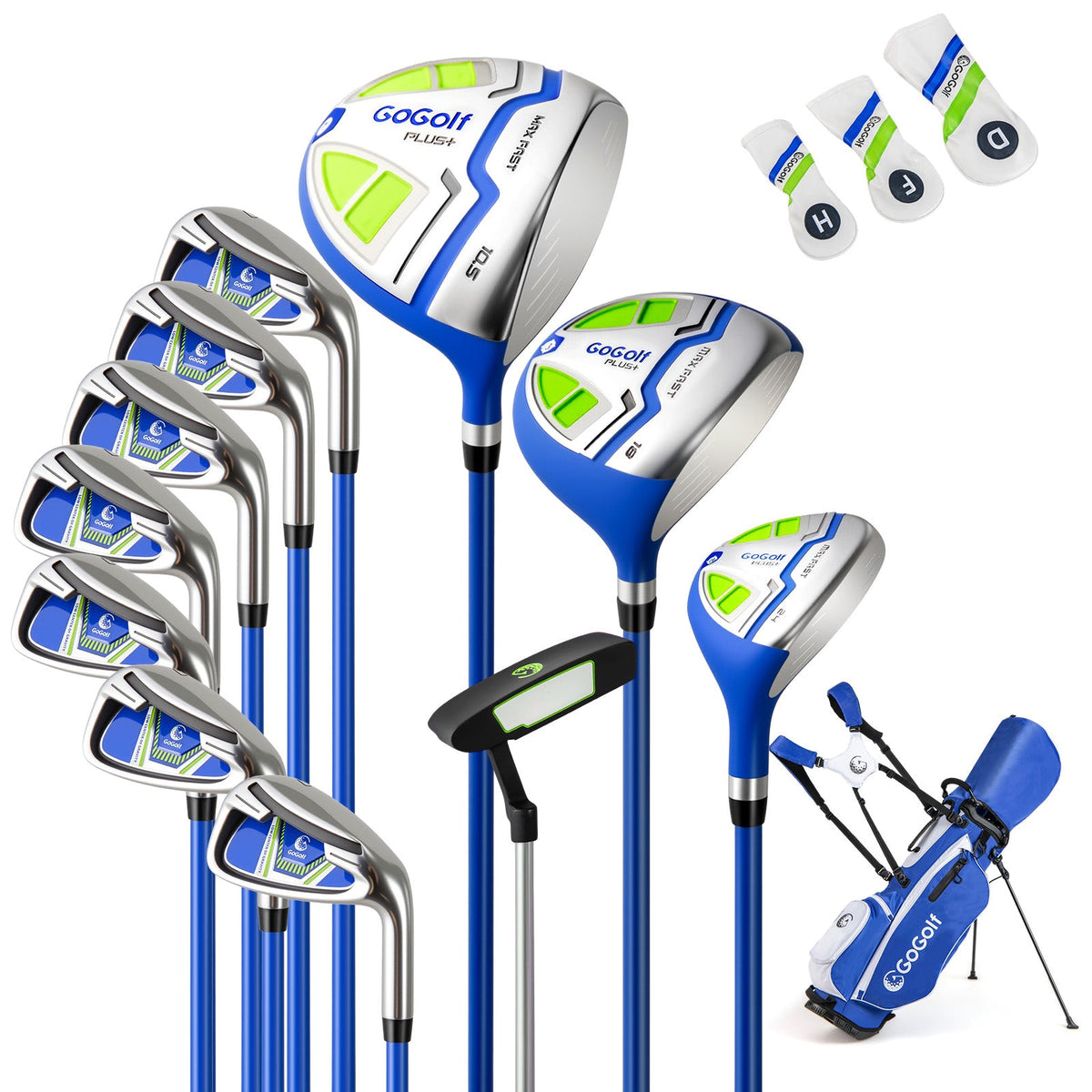 Men's Complete Golf Club Set with Bag, Headcovers & Putter – Blue