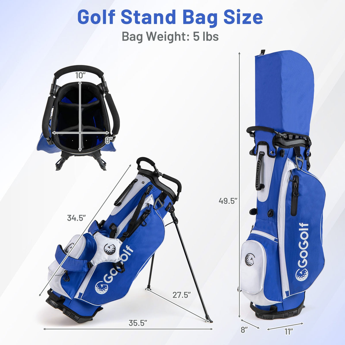 Men's Complete Golf Club Set with Bag, Headcovers & Putter – Blue