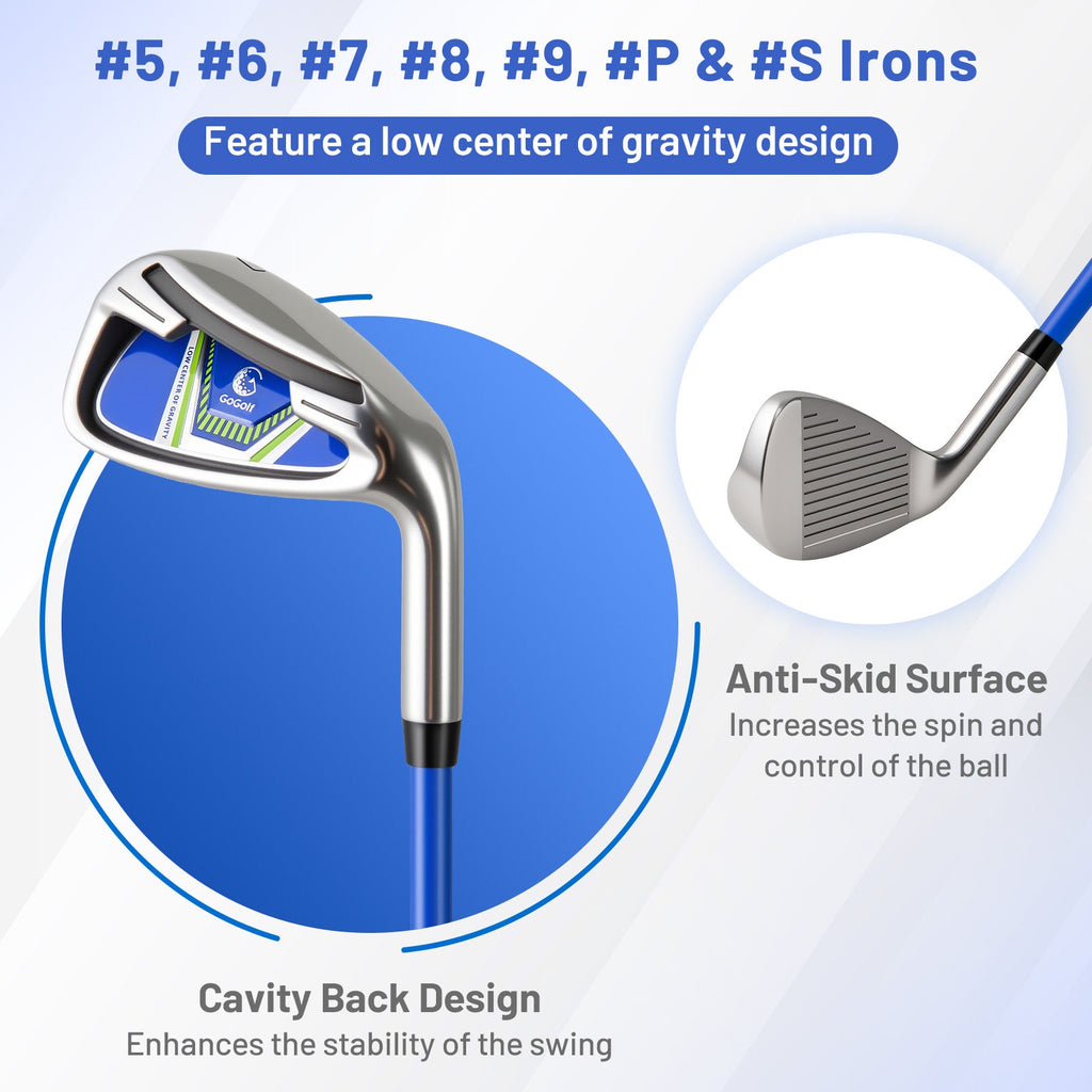 Men's Complete Golf Club Set with Bag, Headcovers & Putter – Blue
