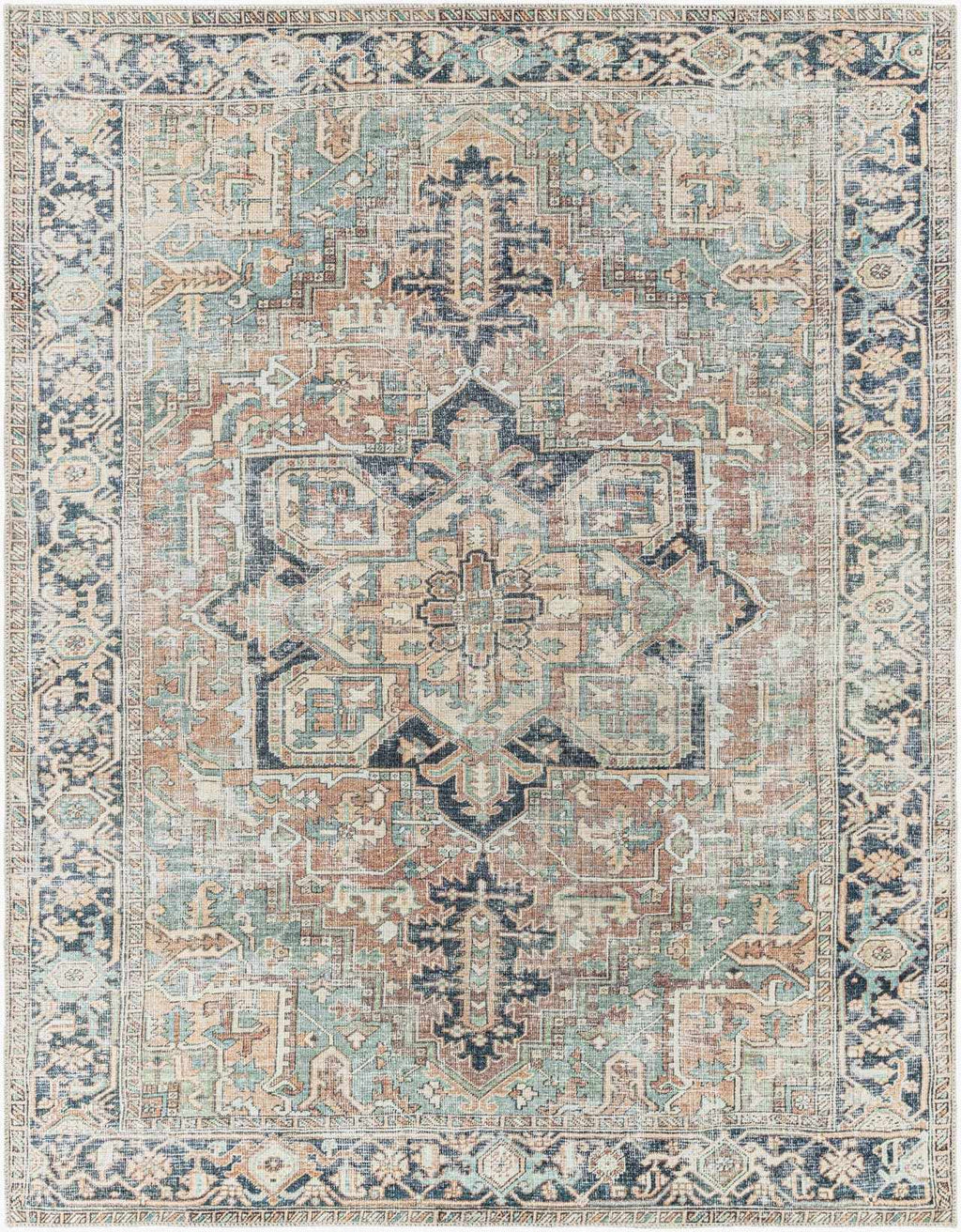 Nisa Green Washable Area Rug