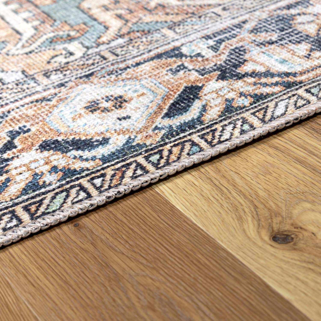 Nisa Green Washable Area Rug