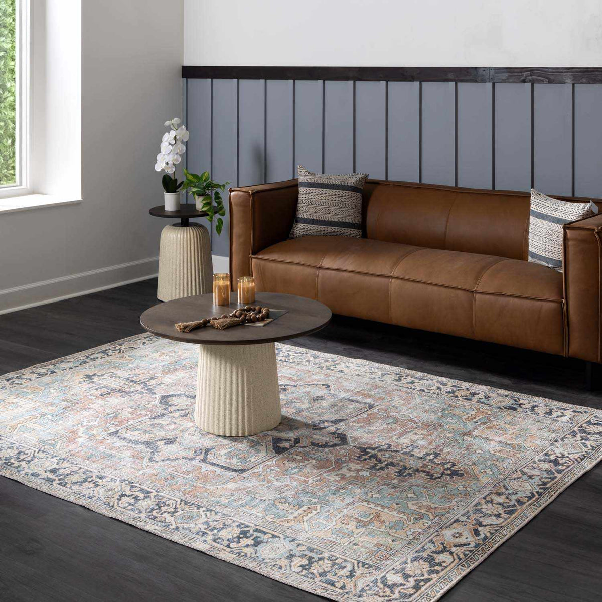 Nisa Green Washable Area Rug
