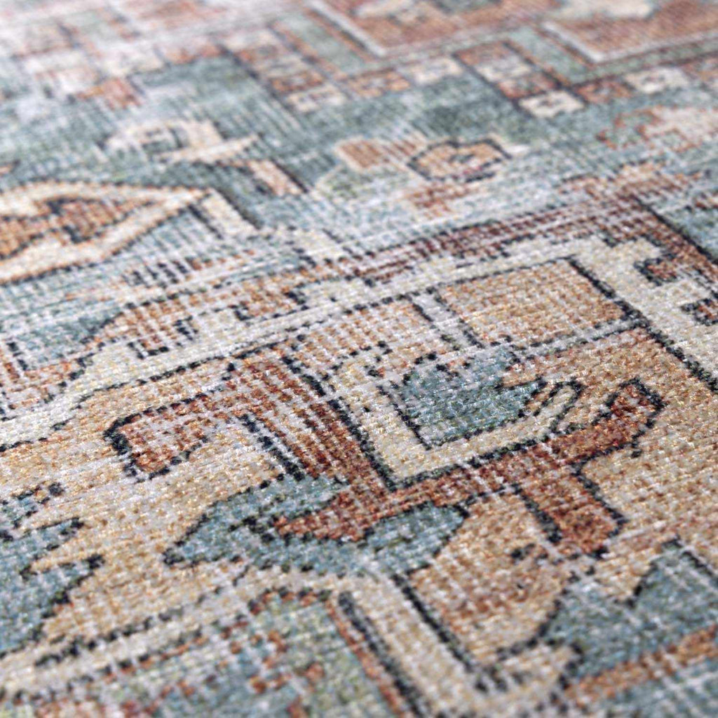 Nisa Green Washable Area Rug