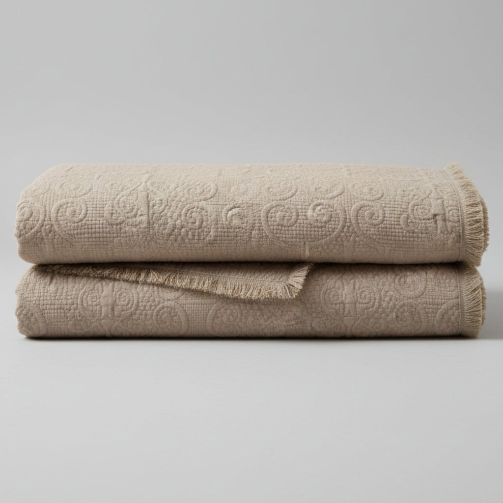 Quilted Cotton Throw Blanket – Sandy Taupe