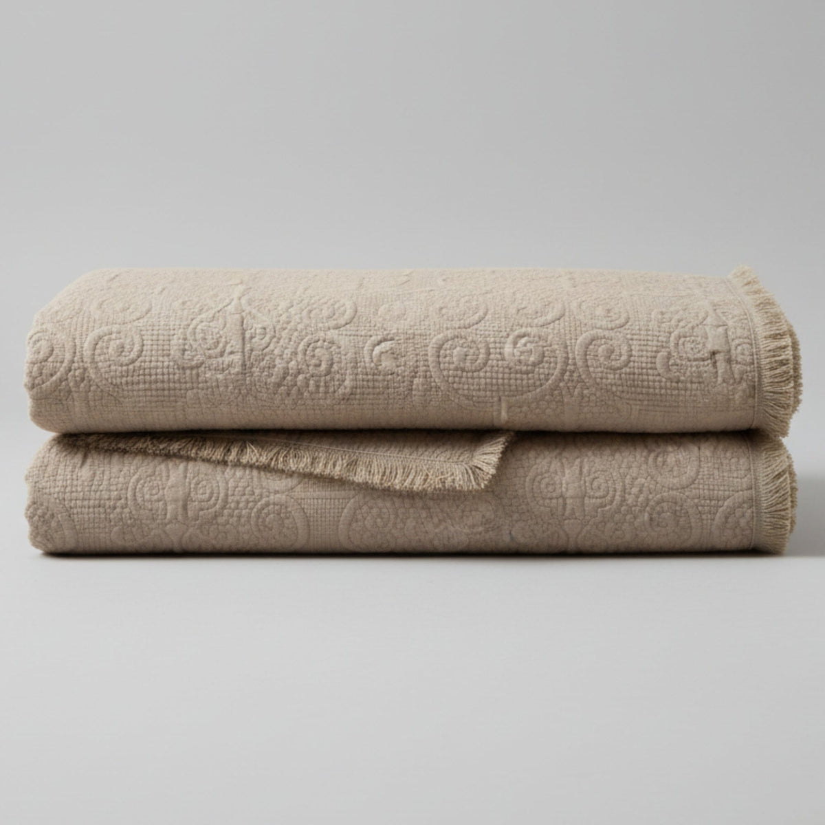 Quilted Cotton Throw Blanket – Sandy Taupe