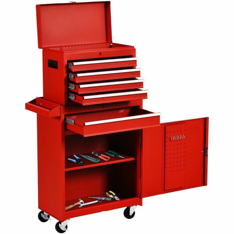 Red Heavy-Duty Lockable Rolling Tool Chest