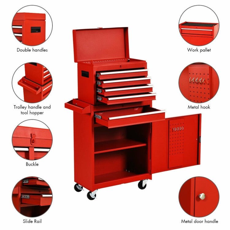 Red Heavy-Duty Lockable Rolling Tool Chest