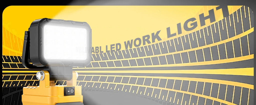 LED Work Light for Dewalt 18V 40W 6000LM, 2 USB Ports, 145° Adjustable Cordless Flood Light (Battery NOT Included)