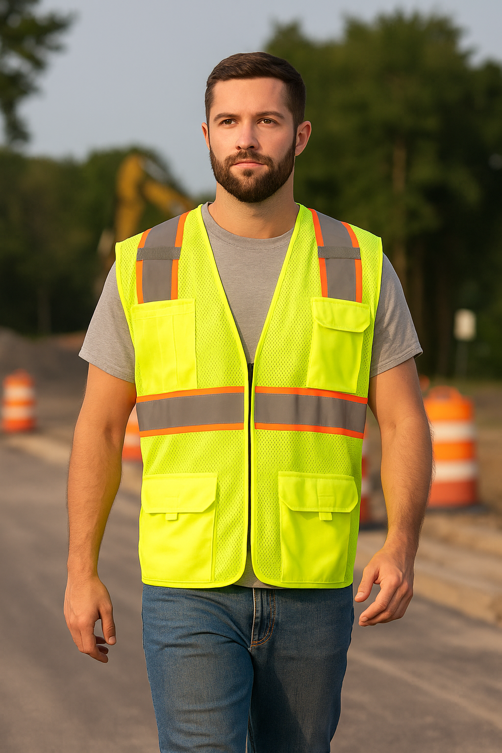 Hi Vis Safety Vest – Durable Reflective Design with 4 Pockets