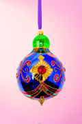 Sapphire Sparkling Gem Glass Christmas Bauble