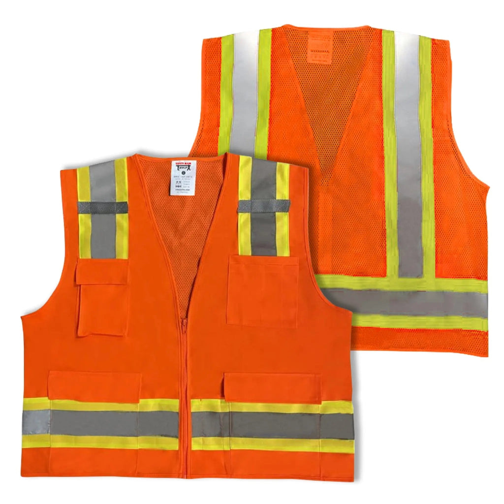 Class 2 Hi-Vis Orange Surveyor Vest – 3 Pack