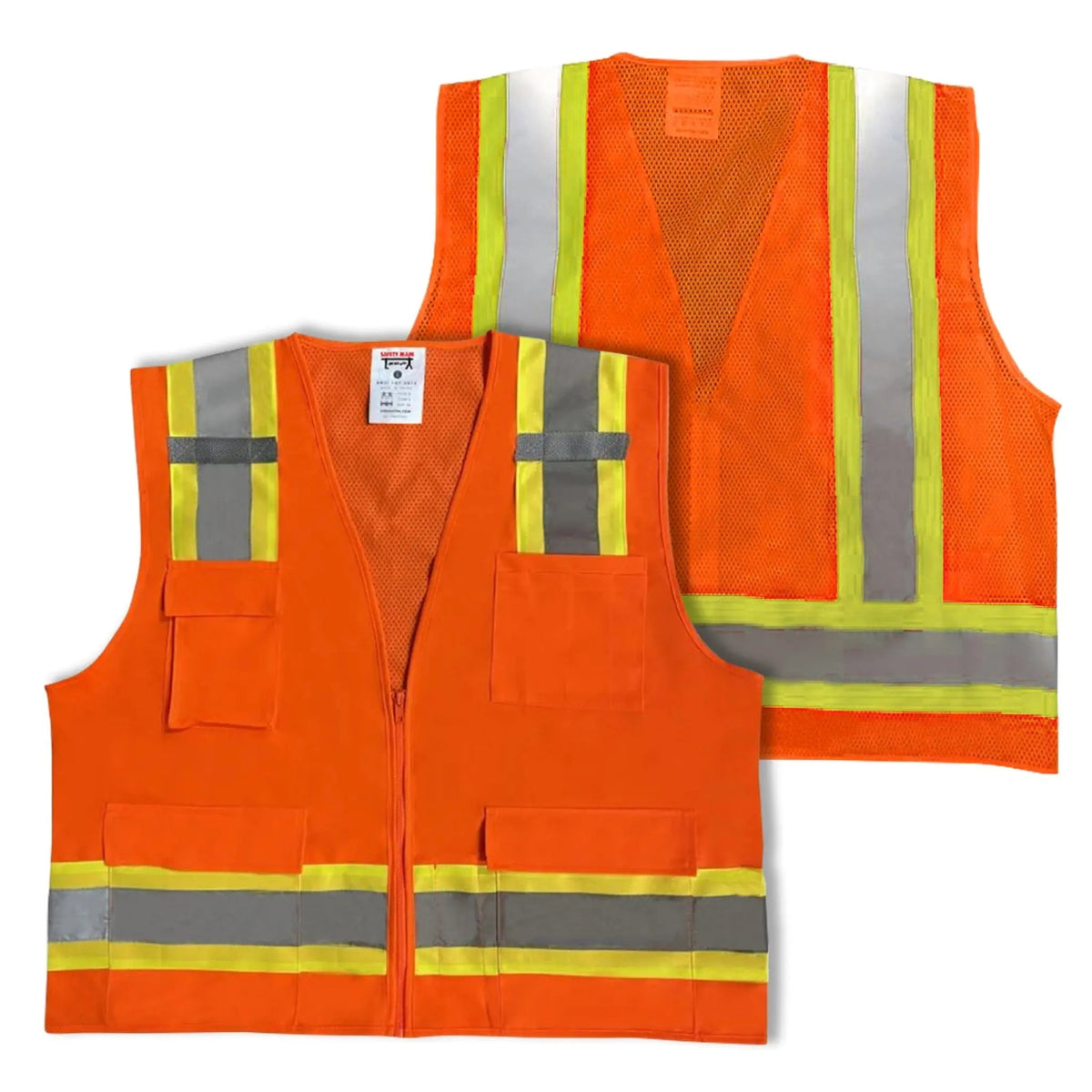Class 2 Hi-Vis Orange Surveyor Vest – 3 Pack