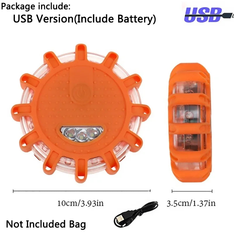 1/2/3/4/6/8/10/12Pcs LED Warning Light Built-in Battery 9Mode Safety Flare Dash Emergency Flashing Lamp Portable Strobe Light