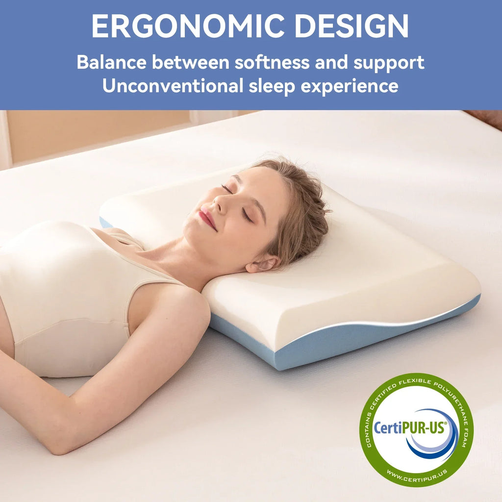 Dual-Sided Cooling Memory Foam Pillow for Neck Support