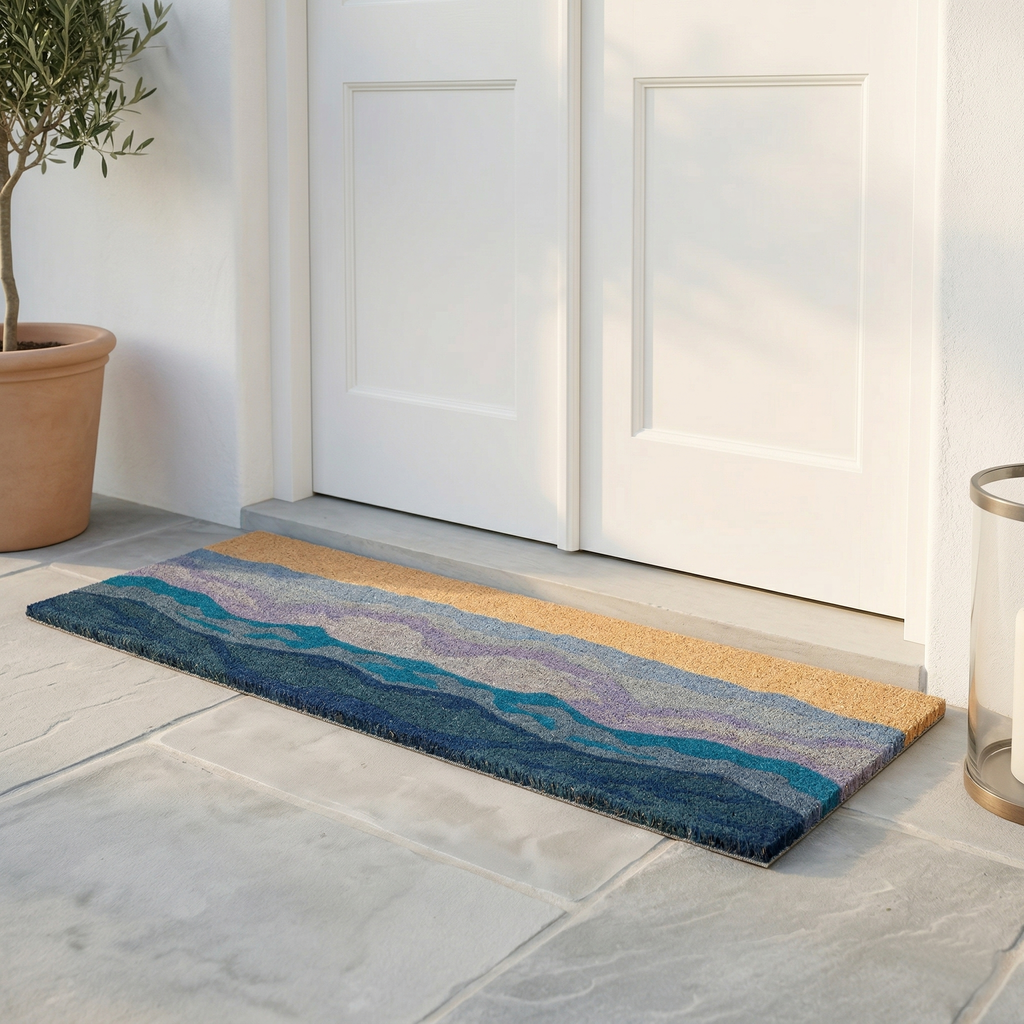 Fab Habitat Shades of Sea Blue Coir Doormat