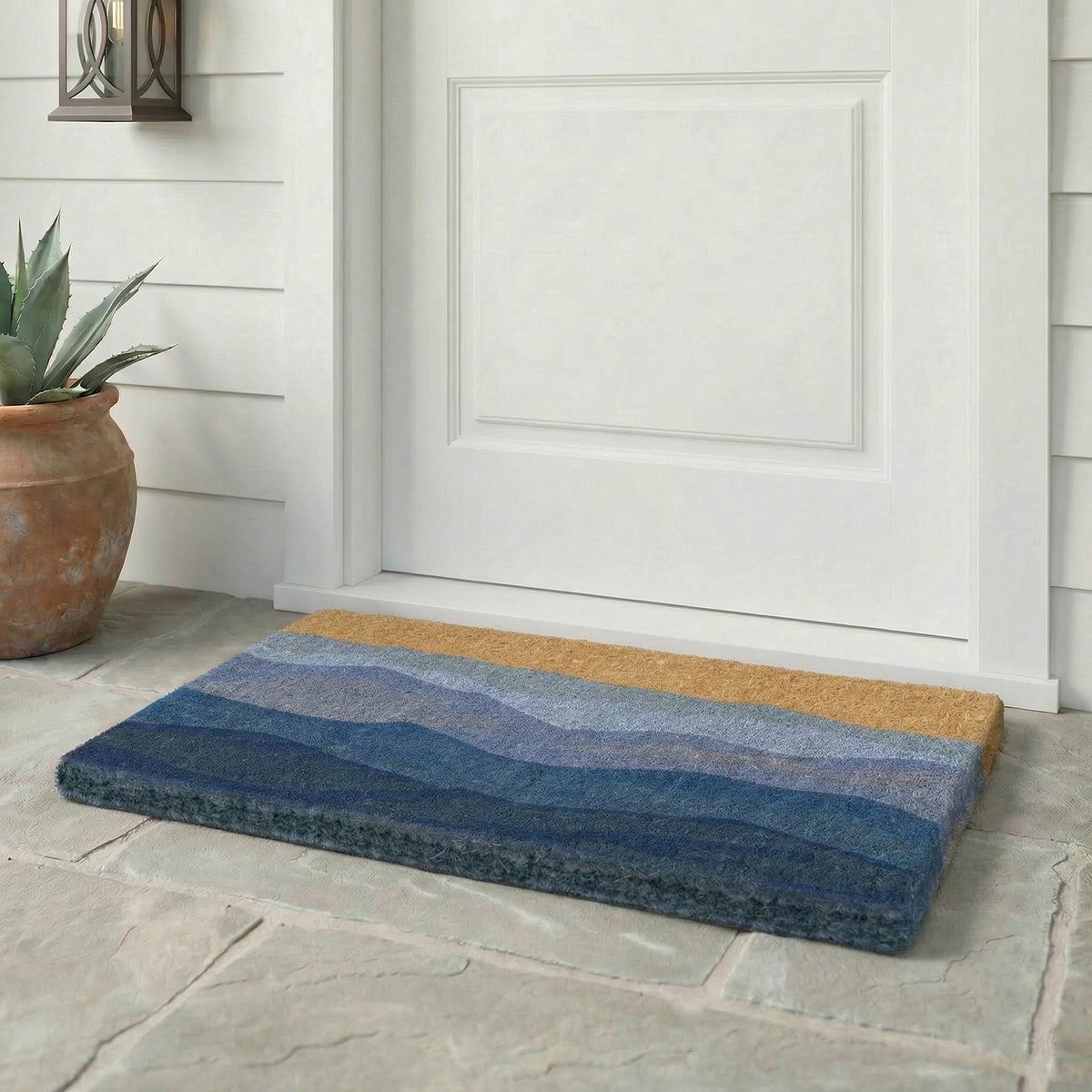 Fab Habitat Shades of Sea Blue Coir Doormat