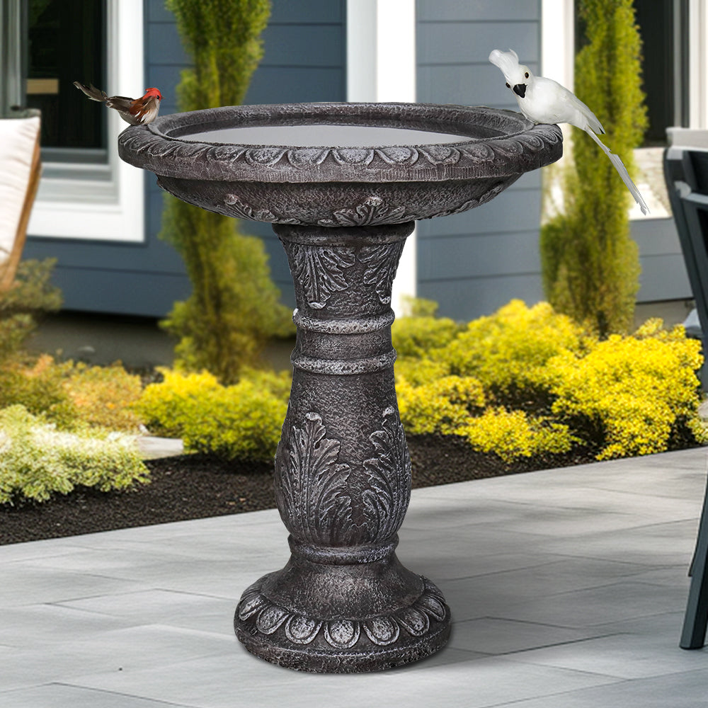 Concrete Leaf Bird Bath Acanthus Carved 24.4 Inch