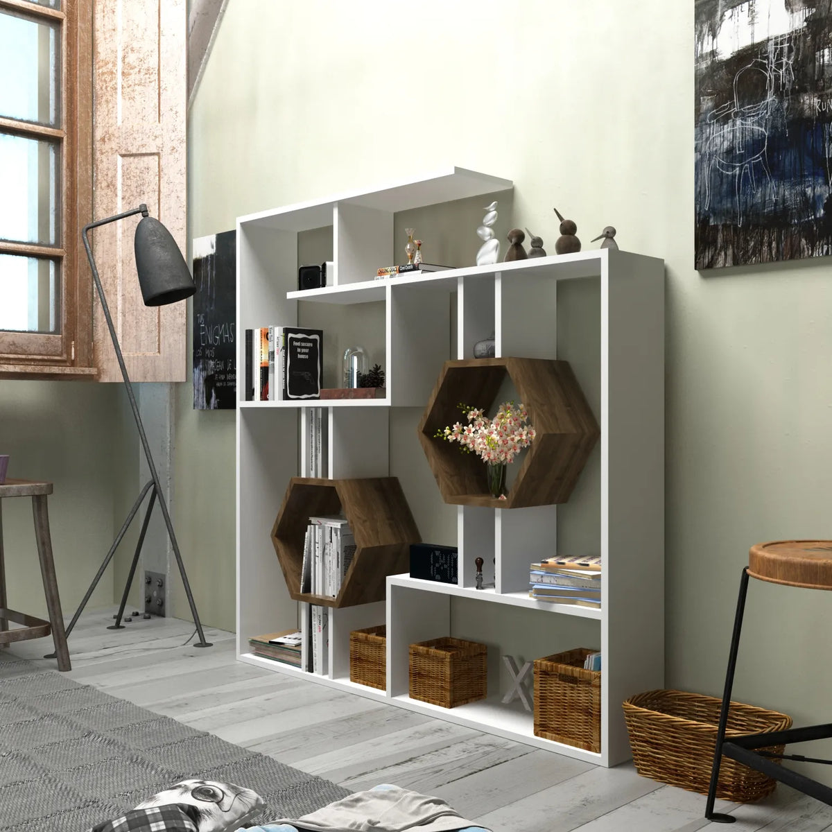 Tamara 53" Geometric Bookcase