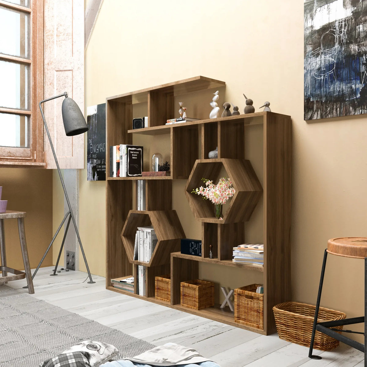 Tamara 53" Geometric Bookcase