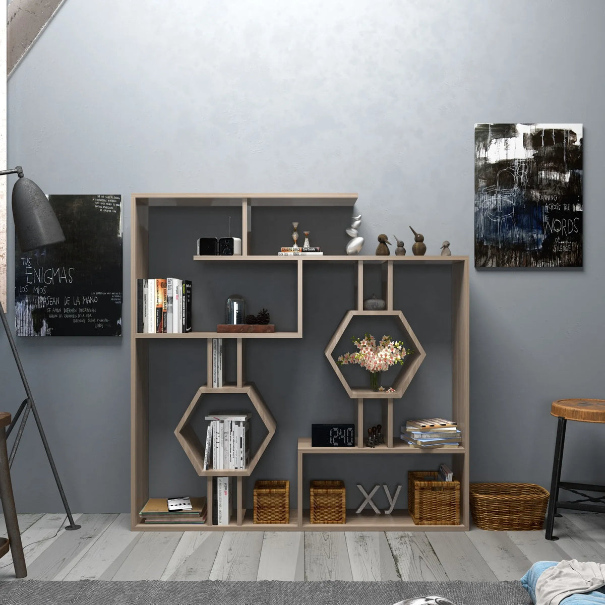 Tamara 53" Geometric Bookcase