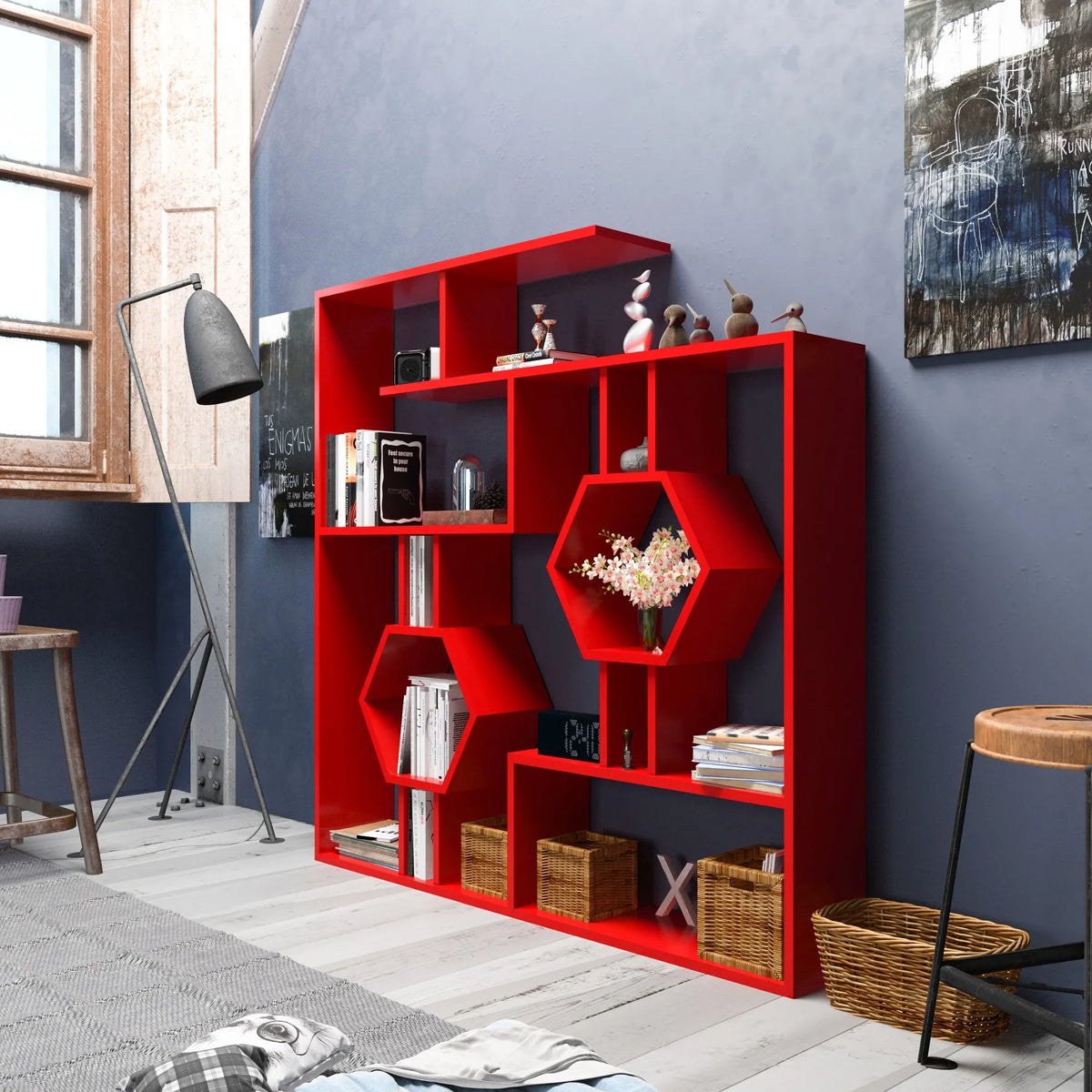 Tamara 53" Geometric Bookcase