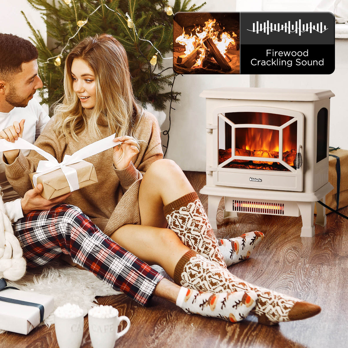 TURBRO TS20 Electric Fireplace Stove Heater with Sound