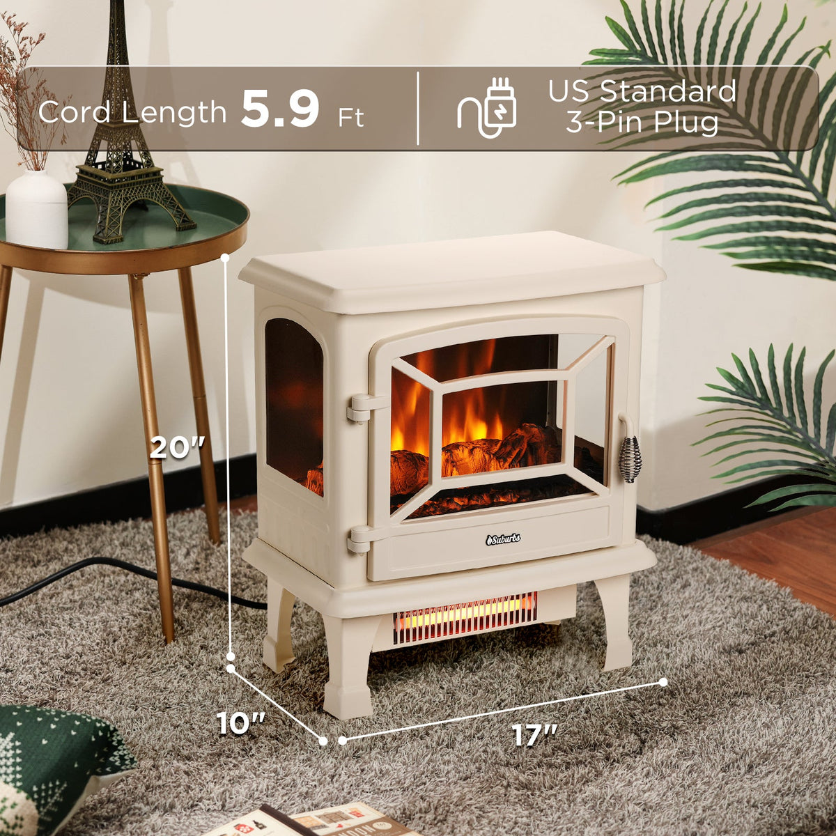 TURBRO TS20 Electric Fireplace Stove Heater with Sound