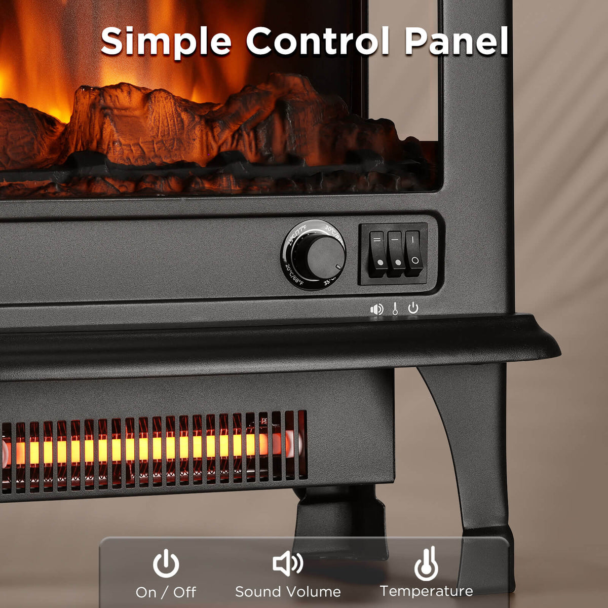 TURBRO TS20 Electric Fireplace Stove Heater with Sound